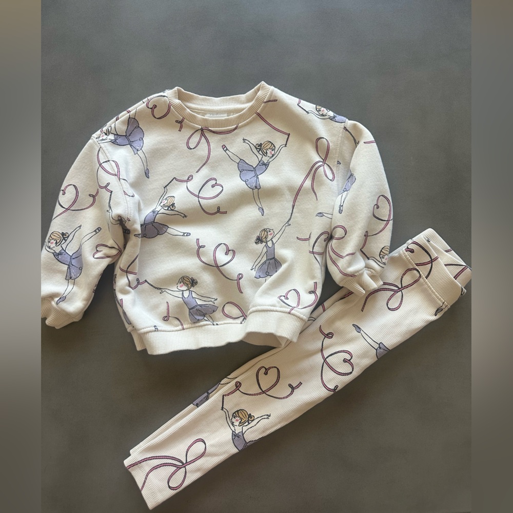 Zara Cream and Pink Ballerina Print Set